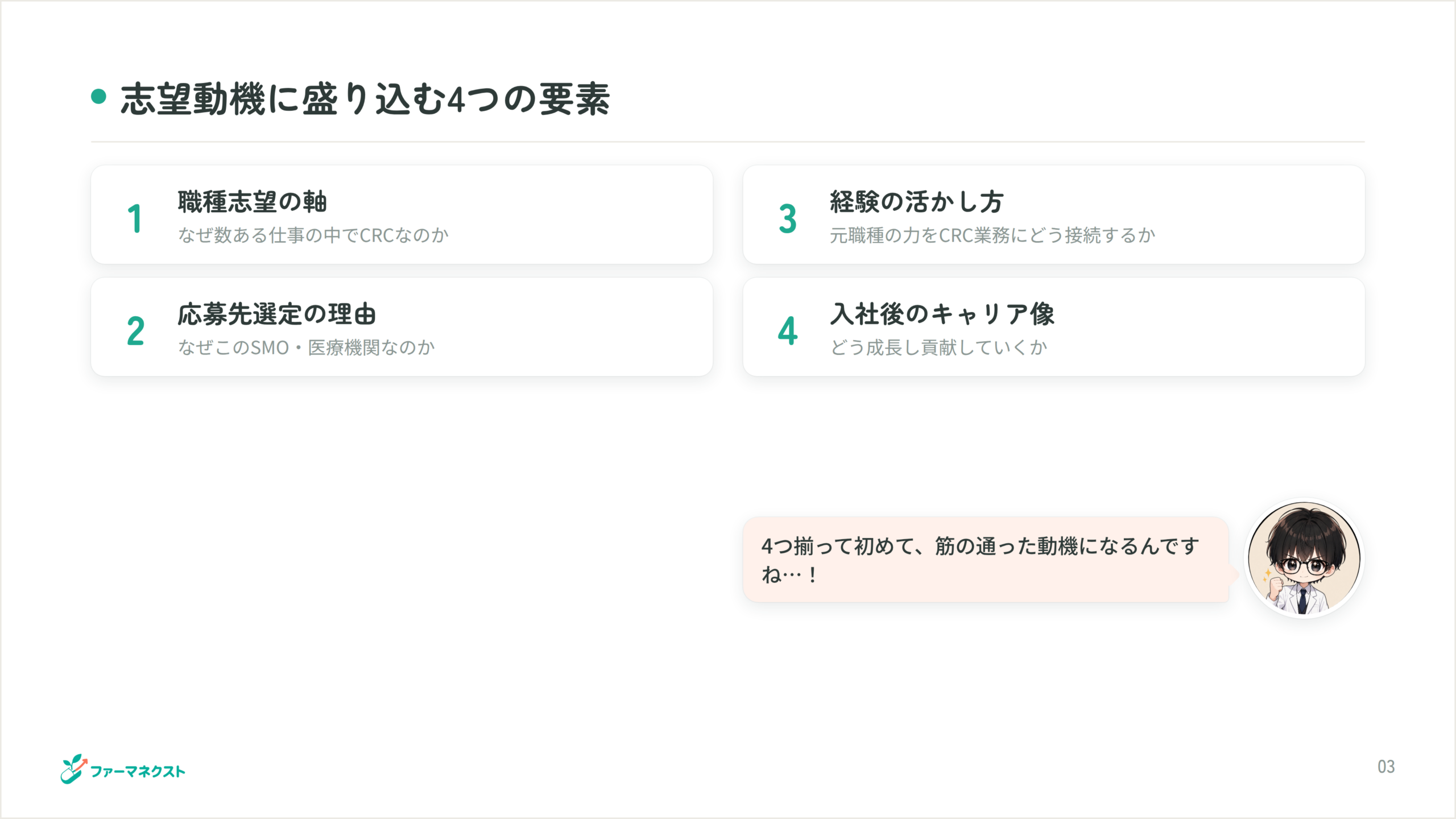 志望動機に盛り込む4つの要素