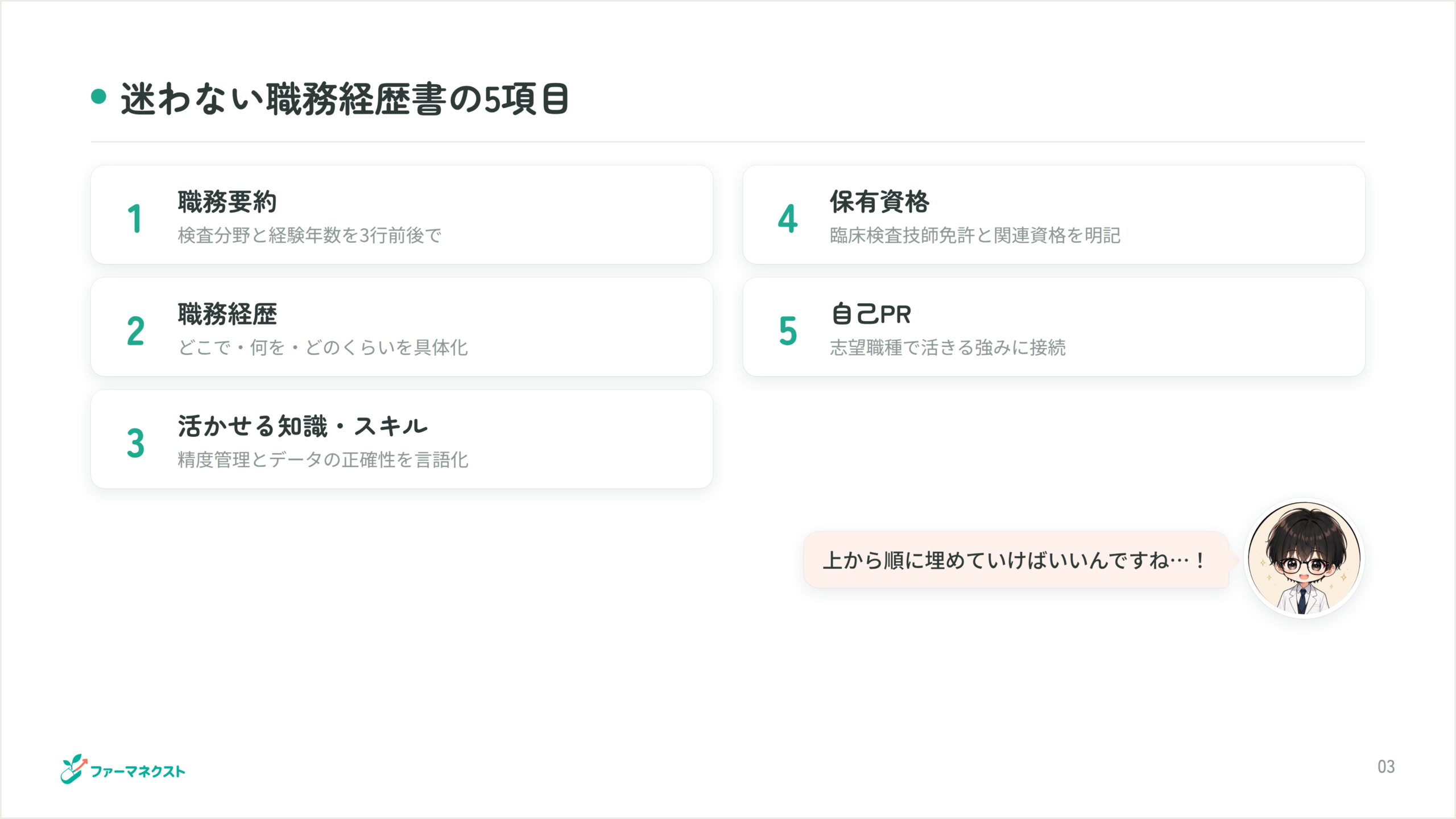 迷わない職務経歴書の5項目