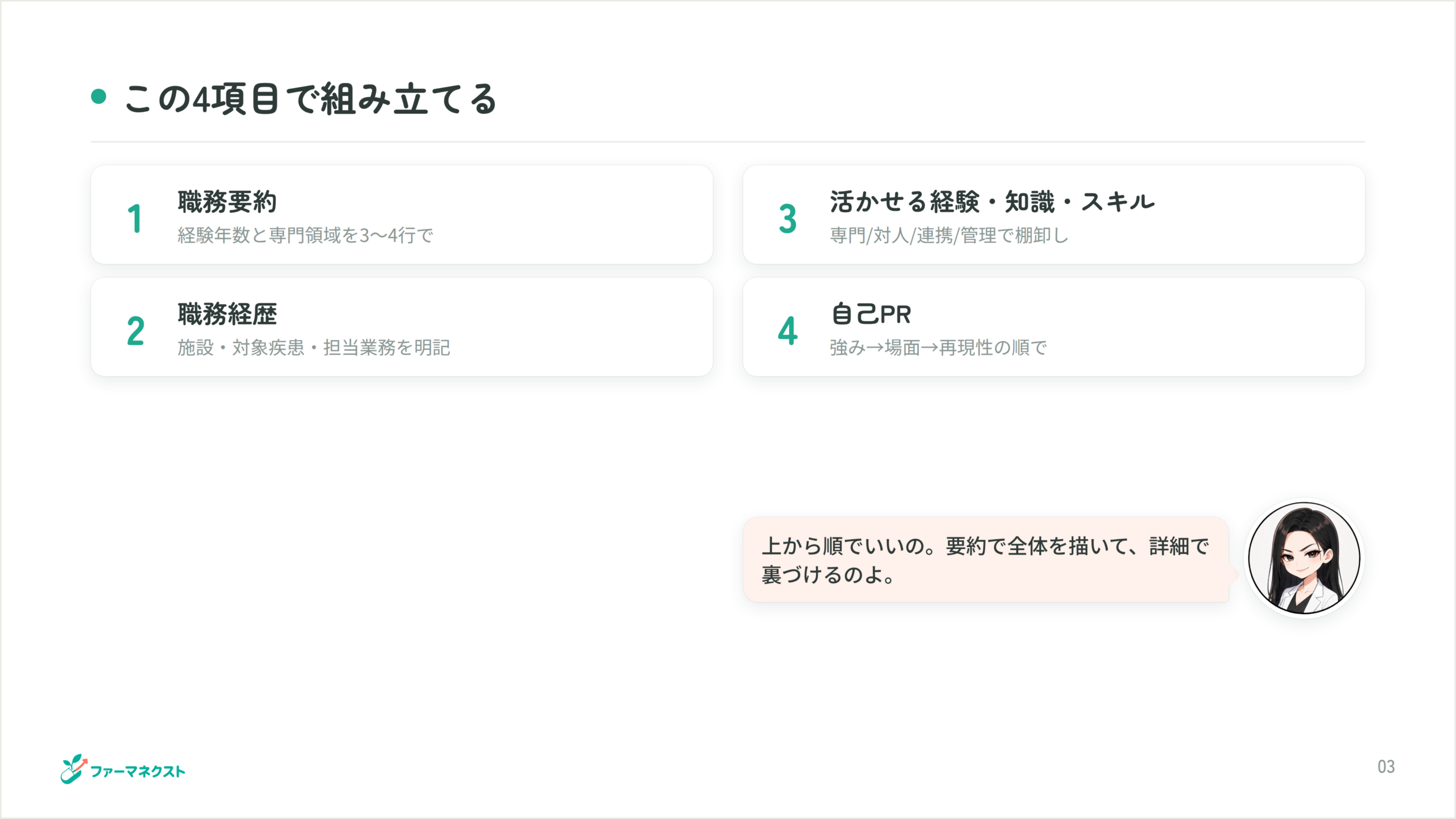 この4項目で組み立てる