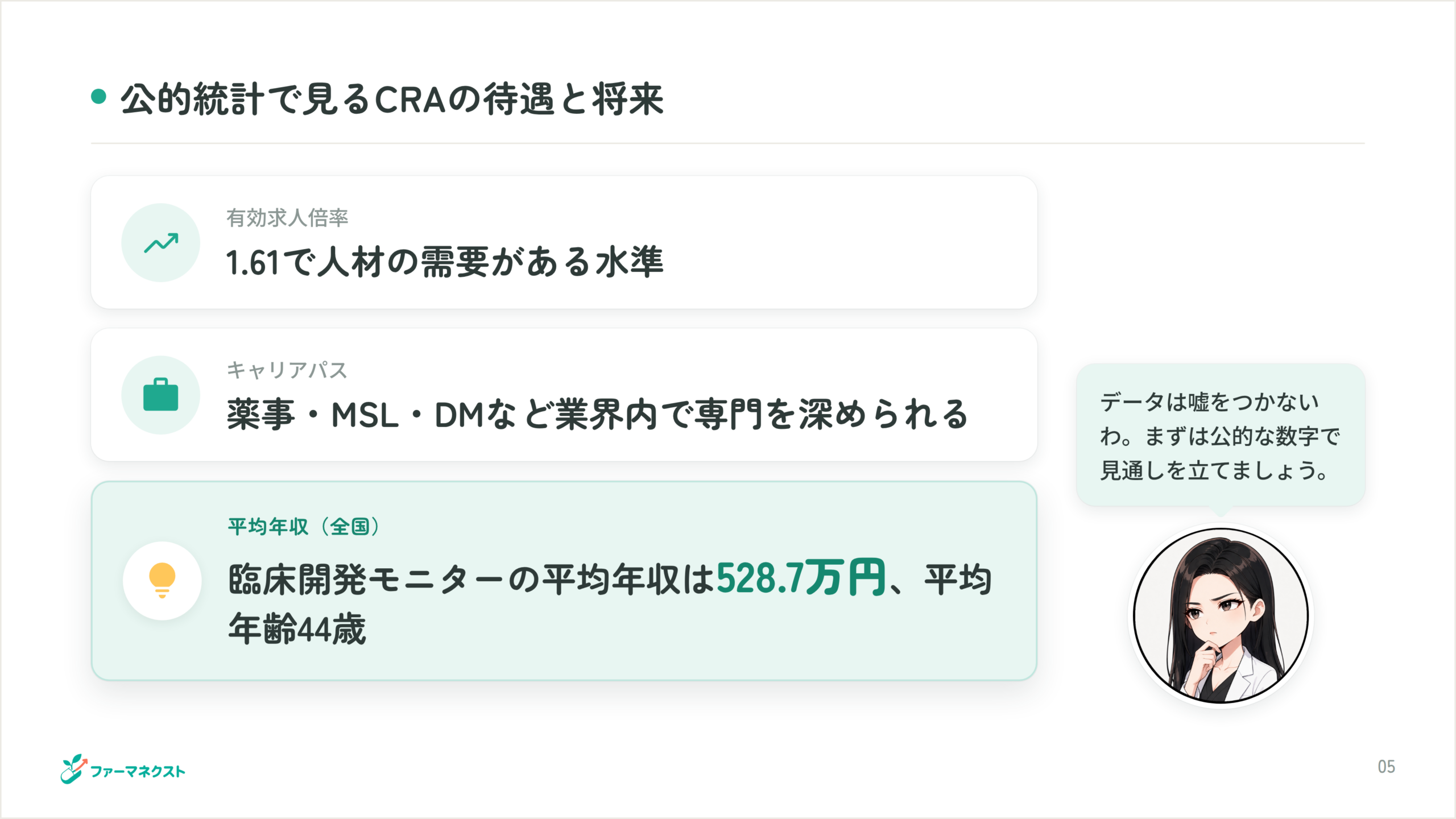 公的統計で見るCRAの待遇と将来