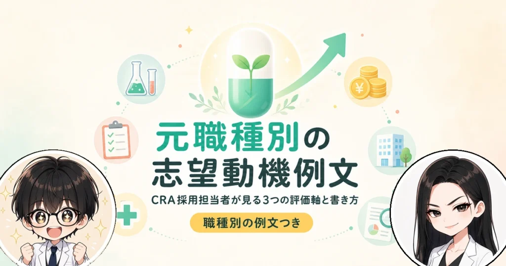 CRA志望動機の書き方と元職種別の例文・面接で刺さる伝え方
