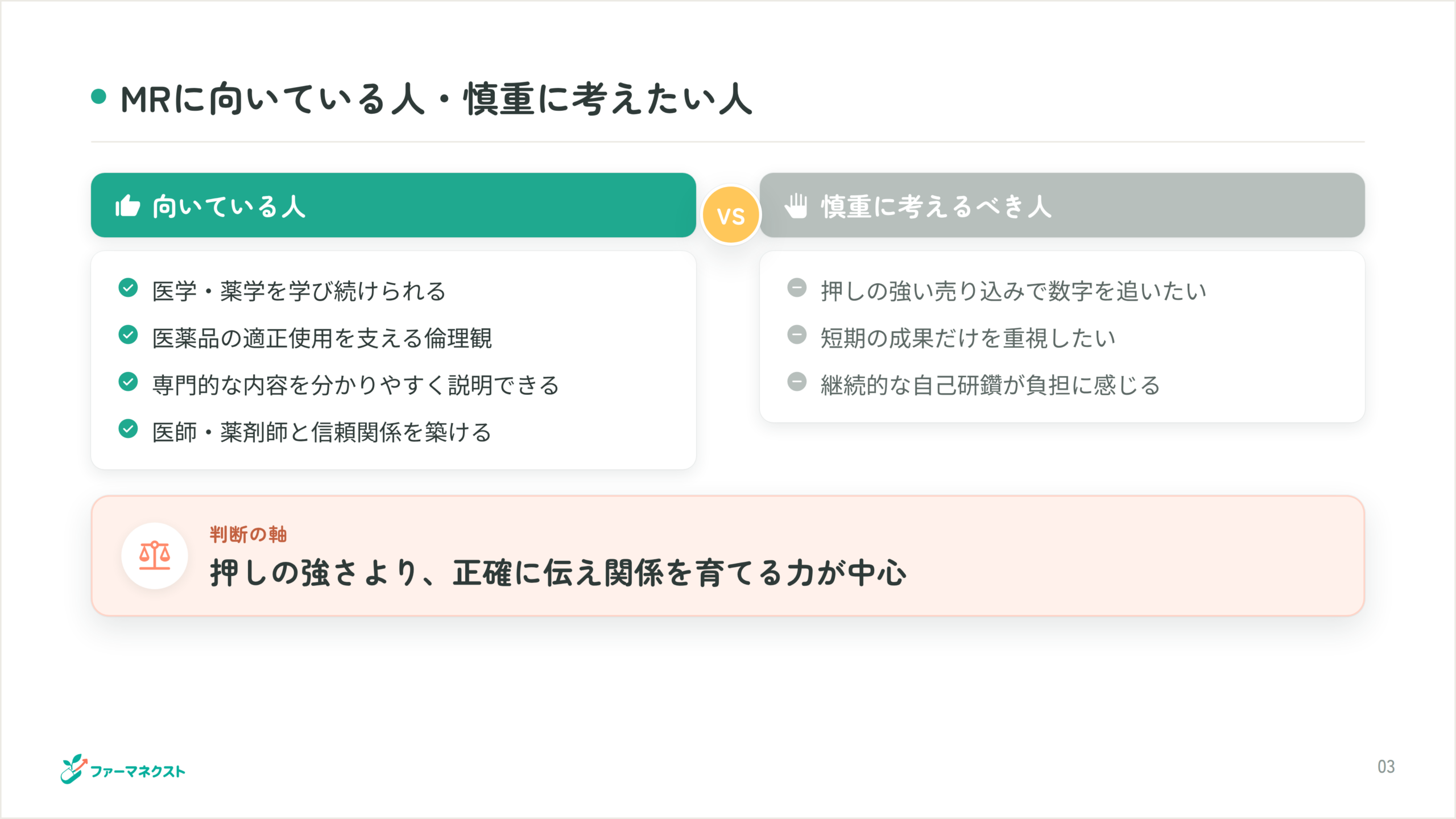 MRに向いている人・慎重に考えたい人