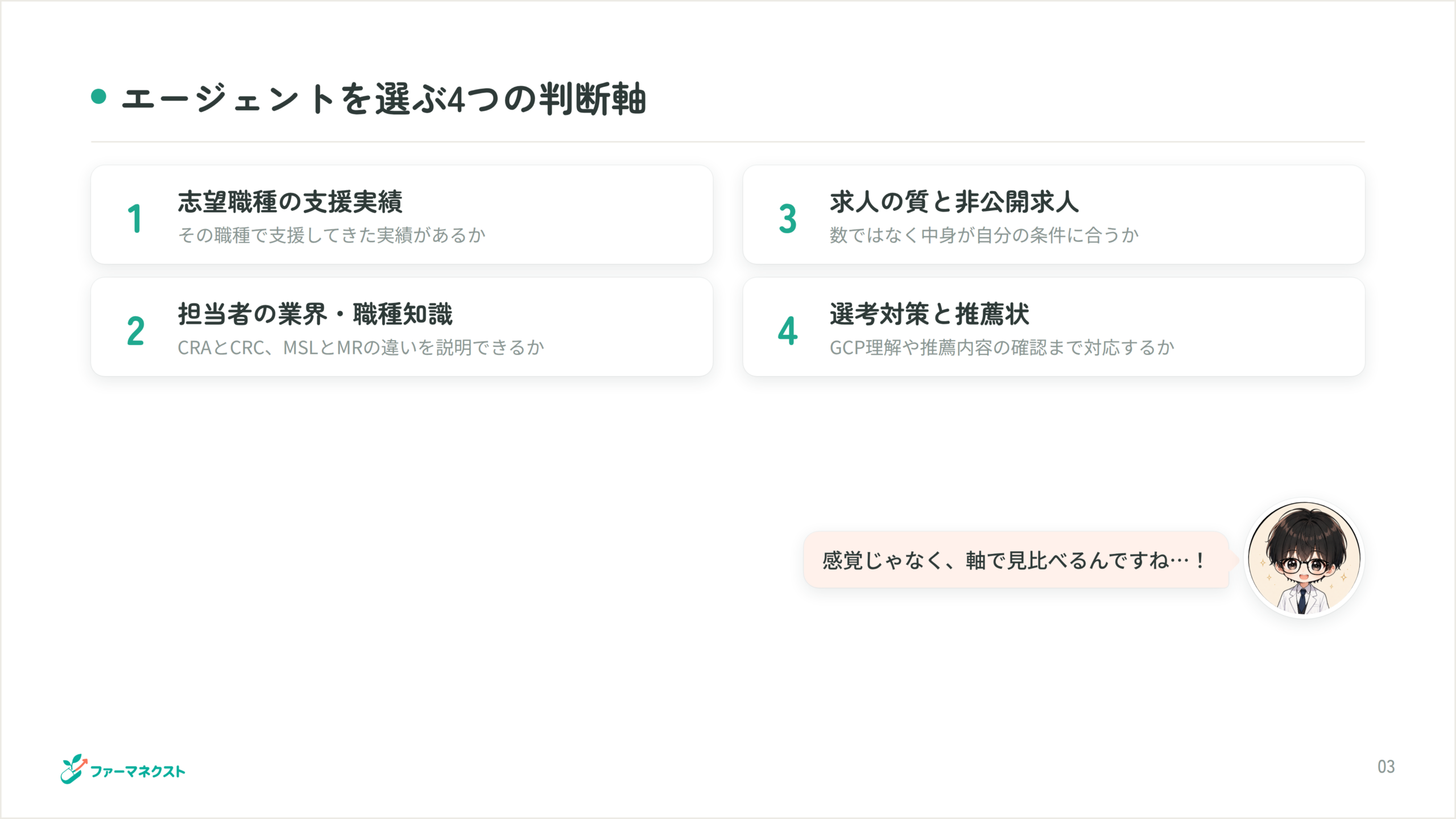 エージェントを選ぶ4つの判断軸