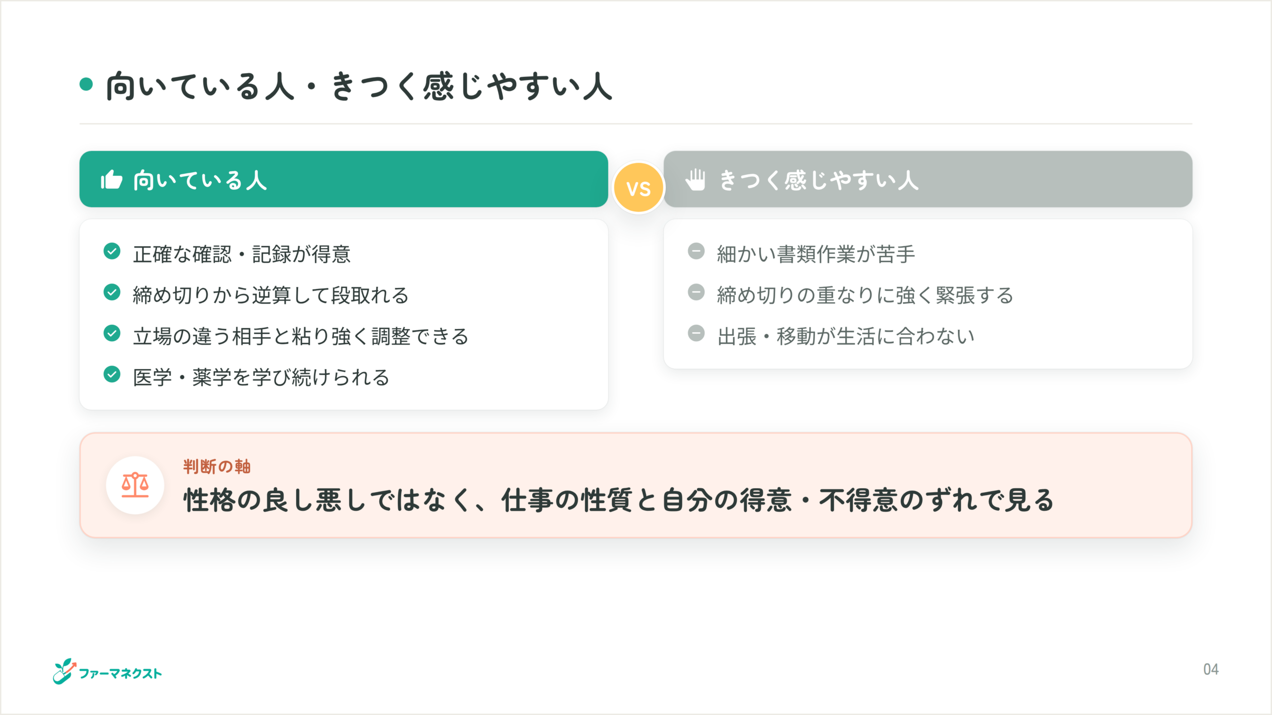 向いている人・きつく感じやすい人