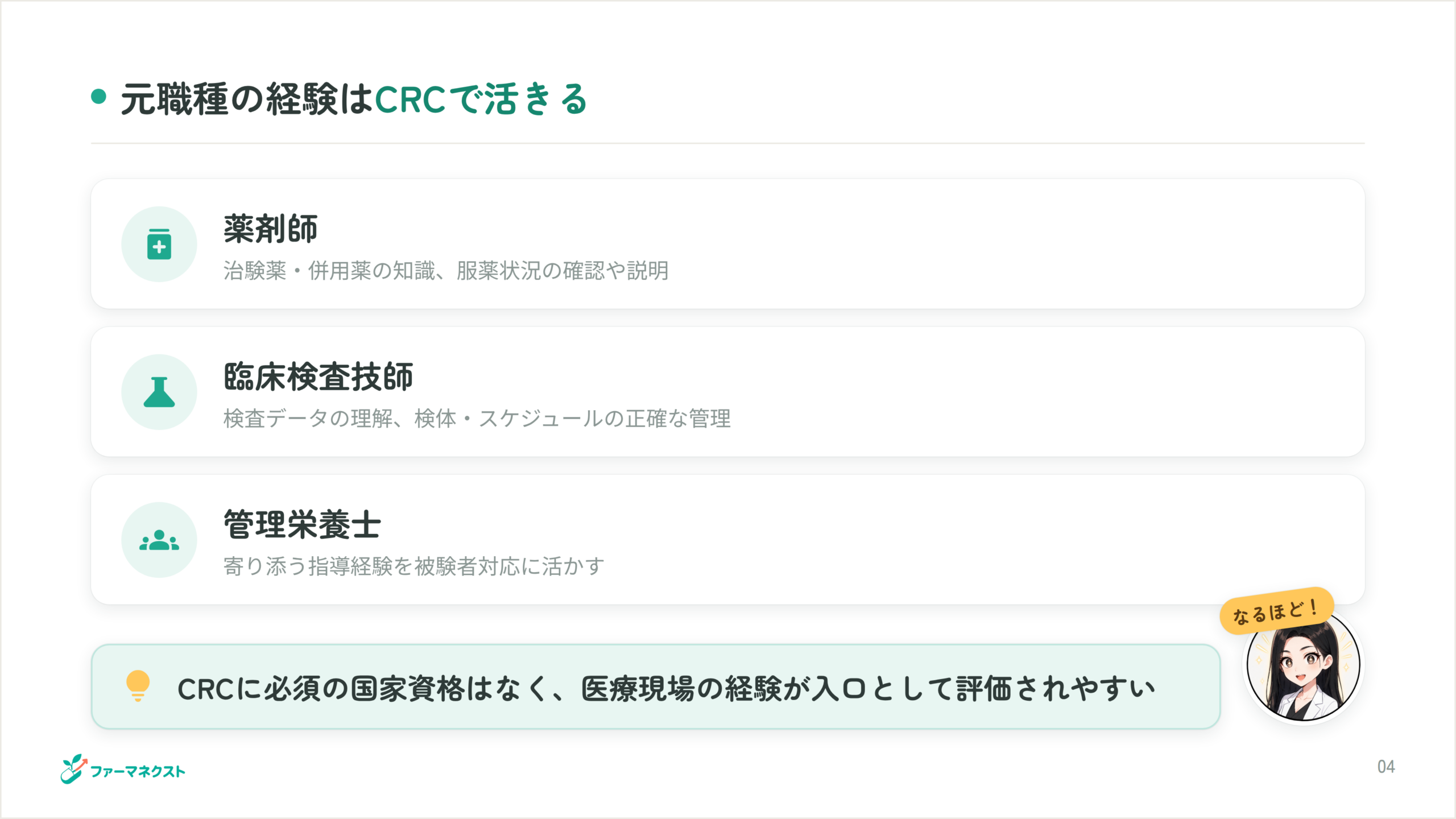 元職種の経験はCRCで活きる