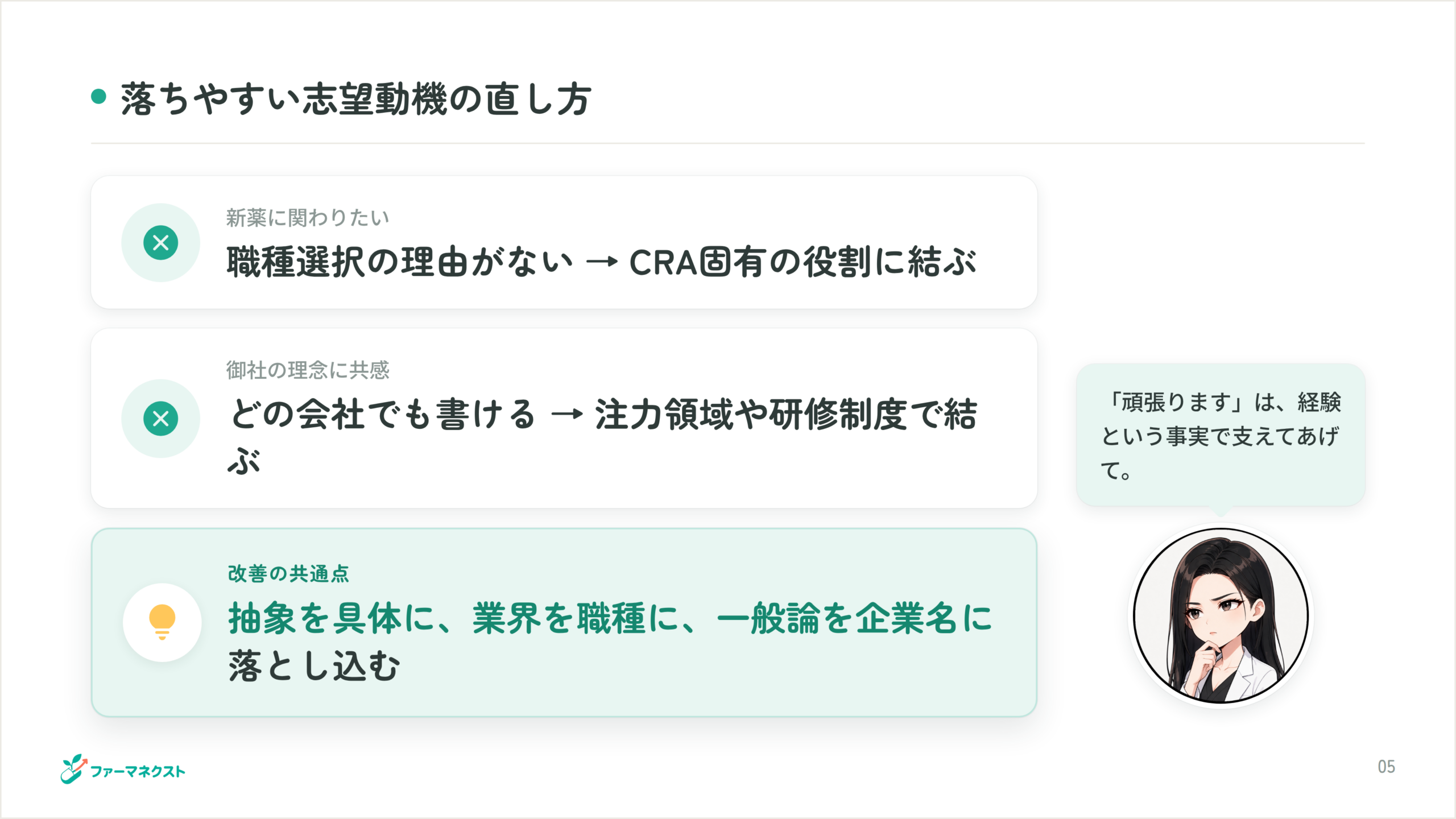落ちやすい志望動機の直し方